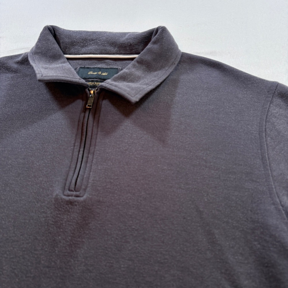 Porter & Ash Quarter Zip Polo Shirt Mens Medium Gray Modal Blend Short Sleeve